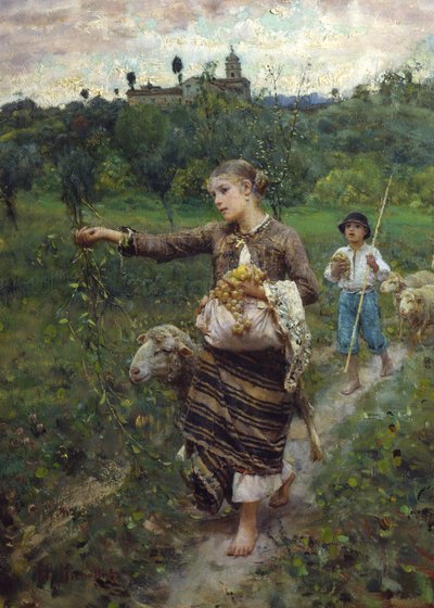 Pasterka (olej na płótnie) autorstwa Francesco Paolo Michetti