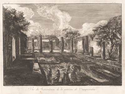 Widok na Peristylium z domu Impresaria autorstwa Francesco Piranesi, after Giovanni Battista Piranesi