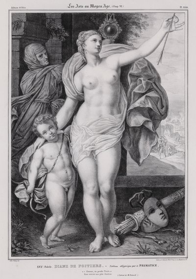 Alegoryczny obraz Diany de Poitiers, kochanki króla Francji Henryka II (lito) autorstwa Francesco Primaticcio