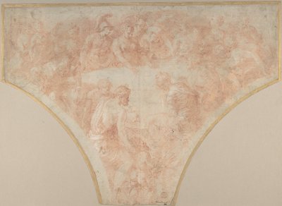 Jabłko niezgody rzucone przez Eris na ślubie Peleusa i Tetydy: Study for Fresco..., 1504-70. autorstwa Francesco Primaticcio