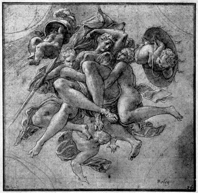 Projekt dla Galerii Ulissesa, Fontainebleau, ok. 1540, 1926 autorstwa Francesco Primaticcio
