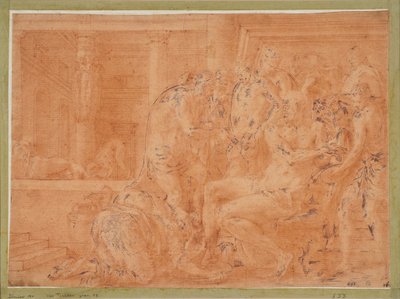 Odysseus wäscht seine Hände autorstwa Francesco Primaticcio