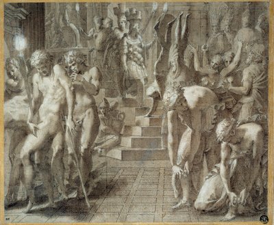 Maskarada Persepolis. Rysunek Francesco Primaticcio znany jako Prymat (1504-1570) autorstwa Francesco Primaticcio