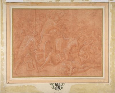 Ulisses i jego towarzysze walczą z Cicones przed miastem Ismaros, Study..., 1555-60. autorstwa Francesco Primaticcio