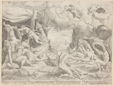 Apollo i Diana zabijają dzieci Niobe autorstwa Francesco Salviati