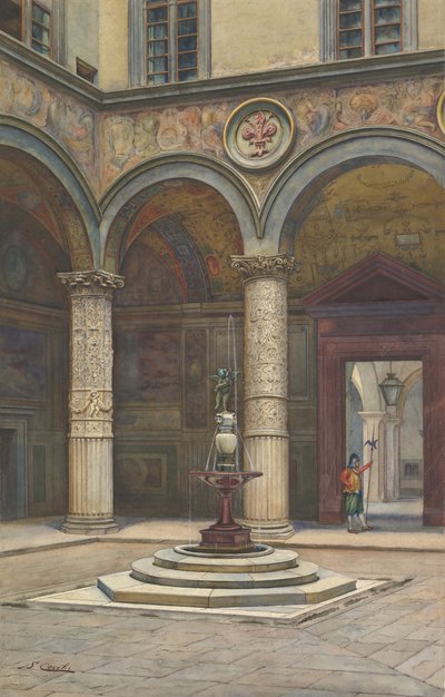 Dziedziniec Palazzo Vecchio, Florencja, XIX wiek. autorstwa Francesco Salviati