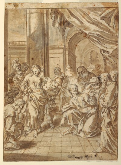 Rysunek Chrystus i cudzołożna kobieta, 1750-60 autorstwa Francesco Saverio Mergolo