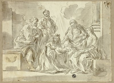 Święta Rodzina ze świętymi autorstwa Francesco Solimena
