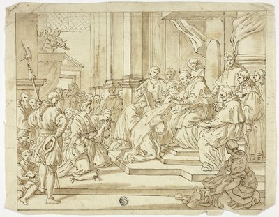 Papież błogosławi zakonnicę autorstwa Francesco Solimena