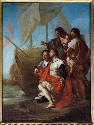 Przybycie odkrywcy Krzysztofa Kolumba (1451-1506) do Ameryki Malarstwo Francesco Solimena dit l