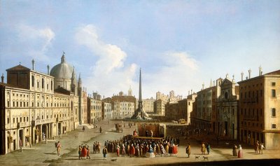 Piazza Navona, Rzym, z Commedia dell „Arte Performance, autorstwa Francesco Tironi
