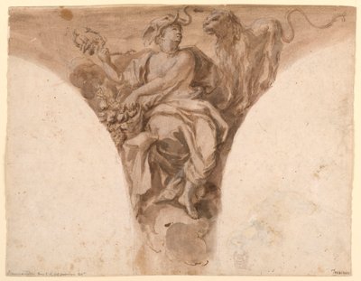 Rysunek, Afryka, Projekt pendentywu w przedsionku chrzcielnym kościoła św. Piotra w Rzymie, 1713-26 autorstwa Francesco Trevisani