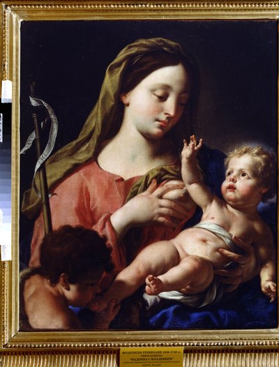 Dziewica z Dzieciątkiem (Dziewica z Dzieciątkiem). Obraz Francesco Trevisaniego (1656-1746). Olej na płótnie, 76,5 x 69,5 cm. Sztuka włoska, styl barokowy. Regionalna Galeria Sztuki, Tambow (Rosja). autorstwa Francesco Trevisani