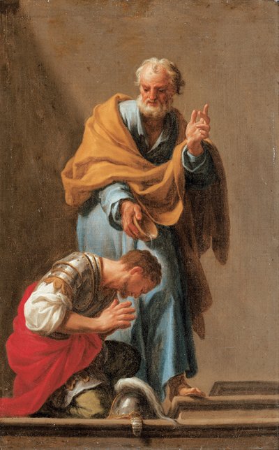 Św. Piotr chrzci setnika Korneliusza autorstwa Francesco Trevisani
