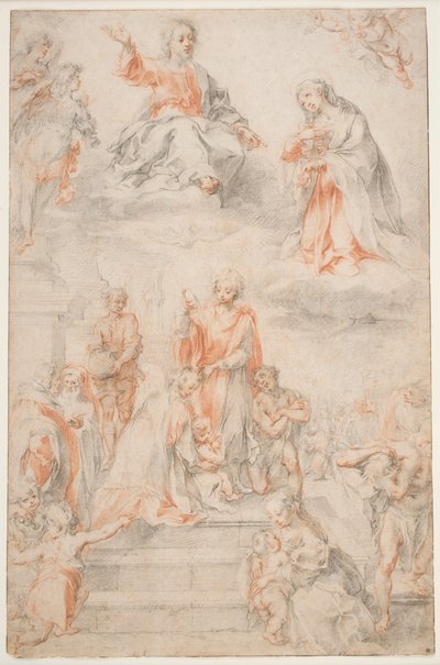 Św. Ansano chrzczący Sieneńczyka, ok. 1593 (kreda na papierze) autorstwa Francesco Vanni
