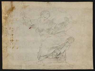 Studia dla Chrystusa dającego nowe serce św. Katarzynie ze Sieny (recto); Bóg Ojciec w powietrzu z wyciągniętymi ramionami (verso) autorstwa Francesco Vanni