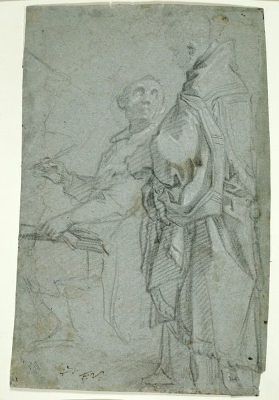 Dwóch duchownych: studium dysputy o Najświętszym Sakramencie, 1606-10 autorstwa Francesco Vanni
