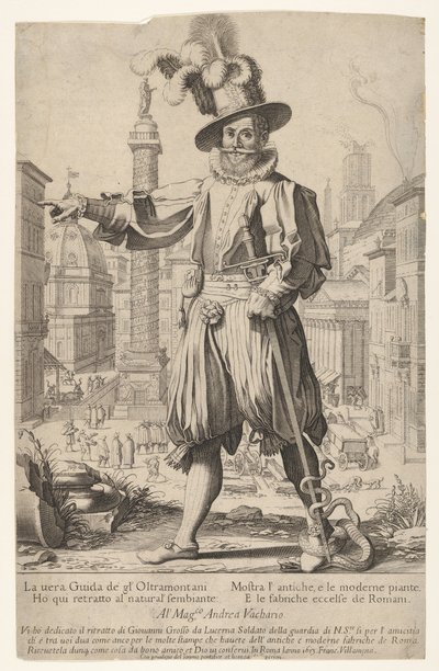 Giovanni Alto Johann Alten, Ioannes Altus stojący na Kwirynale w Rzymie, z nim..., autorstwa Francesco Villamena