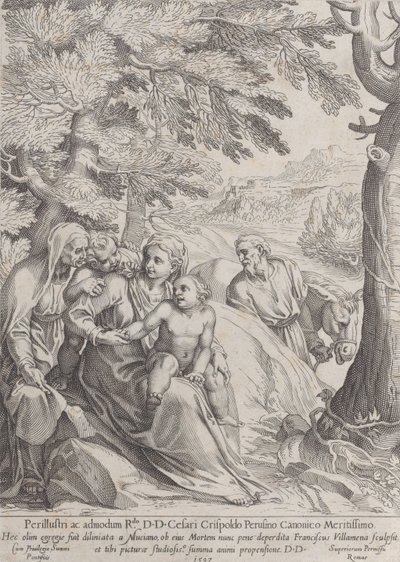 Reszta podczas lotu do Egiptu, 1597. autorstwa Francesco Villamena