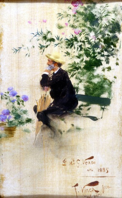 Portret Giuseppe Verdiego autorstwa Vinea Francesco (1845 - 1902). 1885. Muzeum Scala, Mediolan. autorstwa Francesco Vinea
