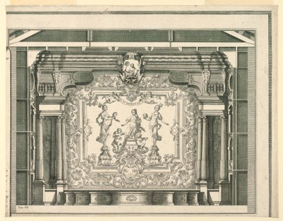 Przekrój poprzeczny, proscenium i kurtyna, Teatro Filarmonico, Werona autorstwa Francesco Zucchi
