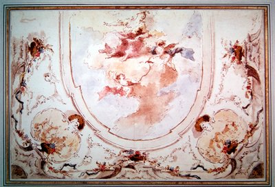 Projekt w tle (pióro i atrament i toaleta na papierze) autorstwa Francesco attr. to Guardi