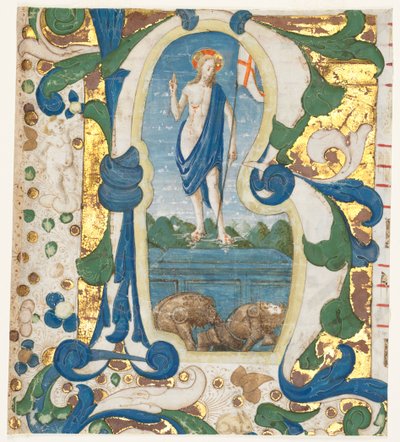 Historyczny inicjał (P) wycięty z antyfonarza: Zmartwychwstanie autorstwa Francesco d
