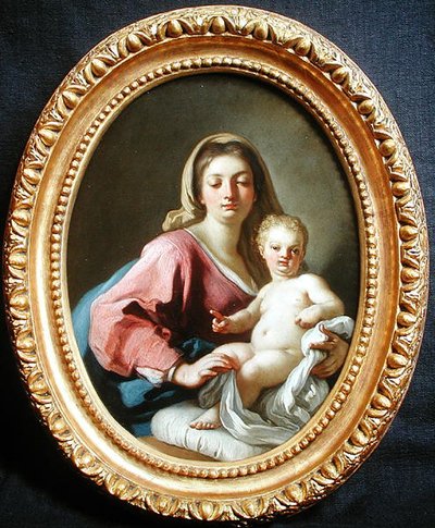 Dziewica z Dzieciątkiem (olej na miedzi) autorstwa Francesco de Mura