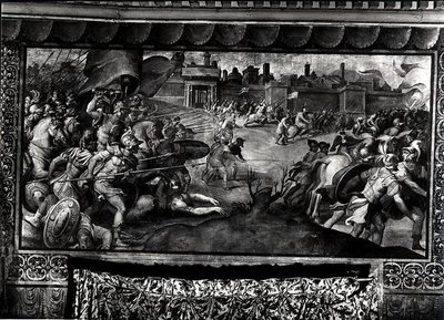 Karol V (1500-58) Przeciw luteranom (fresk) (zdjęcie czarno-białe) autorstwa Francesco de Rossi Salviati Cecchino