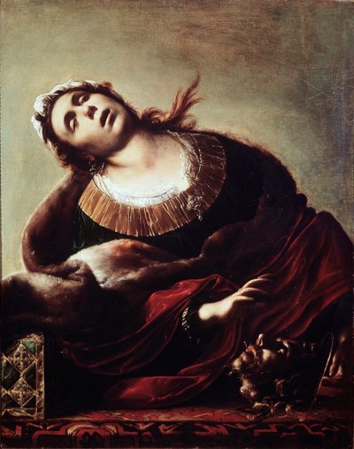 Herodiada z głową Jana Chrzciciela Salome wręczyła głowę św. Jana Chrzciciela swojej matce Herodiadzie, reprezentowanej w ekstazie. Obraz Francesco Cairo (1607-1665) XVII-wieczna Pinacoteca civica, Vicenza autorstwa Francesco del Cairo