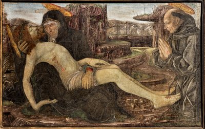 Lamentacja z klientem przedstawionym jako św. Franciszek, Francesco del Cossa autorstwa Francesco del Cossa