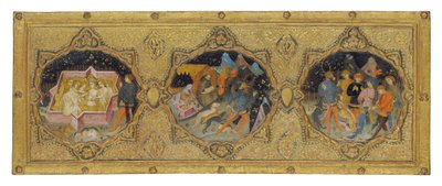 Historia Diany i Akteona ze świętym Jerome: panel cassone (tempera i złoto na panelu) autorstwa Francesco di (attr. to) Michele