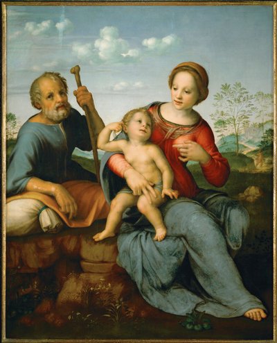 Święta rodzina (drewno topoli) autorstwa Francesco di Cristofano Franciabigio