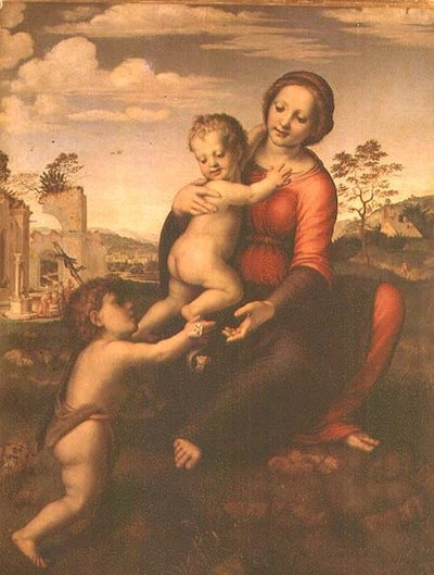 Madonna ze Studni lub Madonna z Dzieciątkiem z młodym św. Janem Chrzcicielem, ok.1503-09 (tempera na desce) autorstwa Francesco di Cristofano Franciabigio