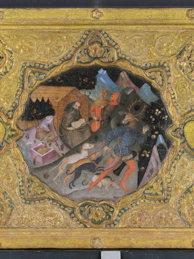Fragment z Historii Diany i Akteona, ze św. Hieronima: panel casson autorstwa Francesco di Michele