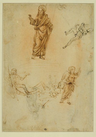 Zmartwychwstanie Chrystusa; anioł; nagie dziecko biegnące w lewo ... autorstwa Francesco di Simone (attr. to)