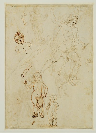 Herkules; troje dzieci; głowa mężczyzny zwrócona w lewo ... autorstwa Francesco di Simone (attr. to)
