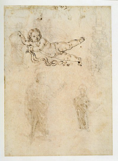 Studium dziecka; rzeźbiony ornament; harpia ... autorstwa Francesco di Simone (attr. to)
