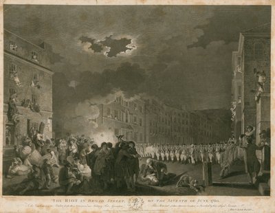 Zamieszki na Broad Street w Londynie 7 czerwca 1780 r. (rycina) autorstwa Francis (after) Wheatley