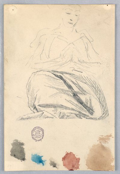 Szkic draperii dla siedzącej postaci autorstwa Francis Augustus Lathrop