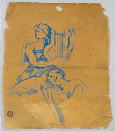 Szkic dwóch aniołów autorstwa Francis Augustus Lathrop