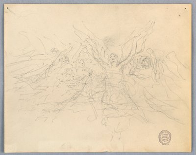 Szkic czczących aniołów autorstwa Francis Augustus Lathrop