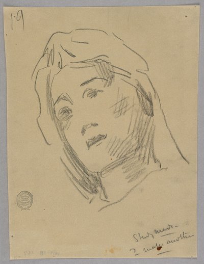 Szkic kobiecej głowy autorstwa Francis Augustus Lathrop