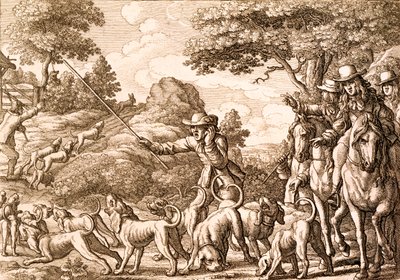 Polowanie na zające, ryty Wenceslaus Hollar, 1671 autorstwa Francis Barlow