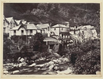 Lynmouth, domki nad rzeką, 186094. autorstwa Francis Bedford