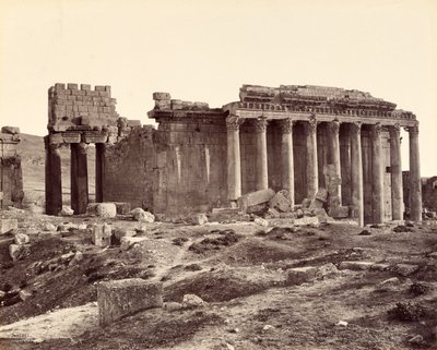 Świątynia Jowisza, od północnego wschodu, Baalbek autorstwa Francis Bedford