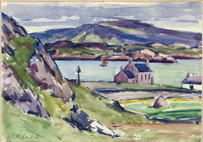 Figure i Kirk, Iona (ołówek i w/c na papierze) autorstwa Francis Campbell Boileau Cadell