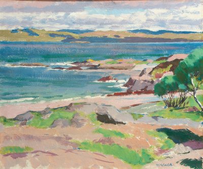 Ross z Mull z Traigh Mhor, Iona (olej na pokładzie) autorstwa Francis Campbell Boileau Cadell