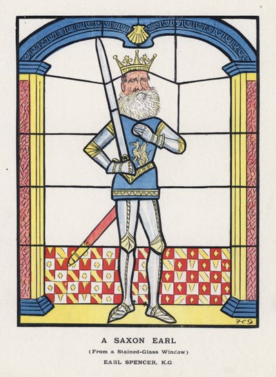 Saksoński hrabia, z witrażu, hrabia Spencer (kolor lito) autorstwa Francis Carruthers Gould