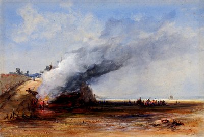 Spalenie starej łodzi, XIX wiek. autorstwa Francis Danby